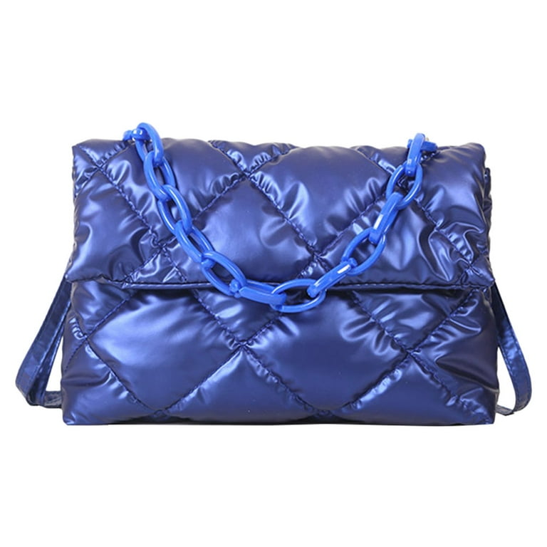 Yucurem Advanced Nylon Padded Purse Macaroon Color Clutch Bag Lady Party Handbag for Women Blue Women s Size 1 Pack