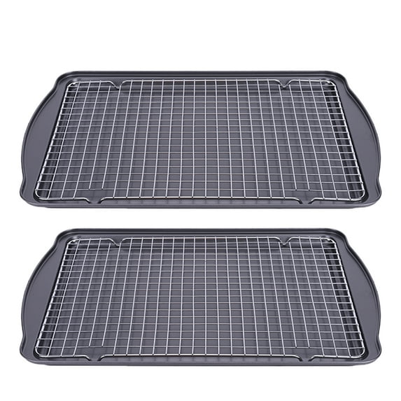 Nonstick Baking Sheet, 17"x 12" Cookie Sheets for Baking, Stainless Steel Cooking Set with 2 Pans and 2 Cooling Racks