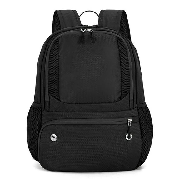 Yucurem Basketball Backpack with Multi-Pockets, Zipper Sports Bag with Ball and Shoe Compartment, Basketball Accessories Bag for Basketball Players (Black)