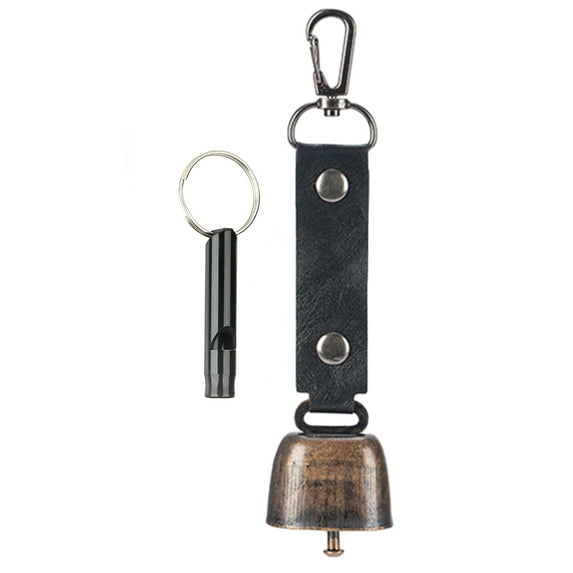 Yucurem Bear Bell with Emergency Whistle Set Loud Bear Bell for Bear Deterrent Essential for Adventure (Black)