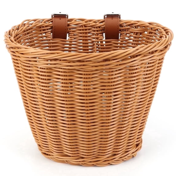 Yucurem Bicycle Basket for Front Handlebar, Wicker Bicycle Basket with Adjustble Straps, Bike Accessories Decoration, Brown