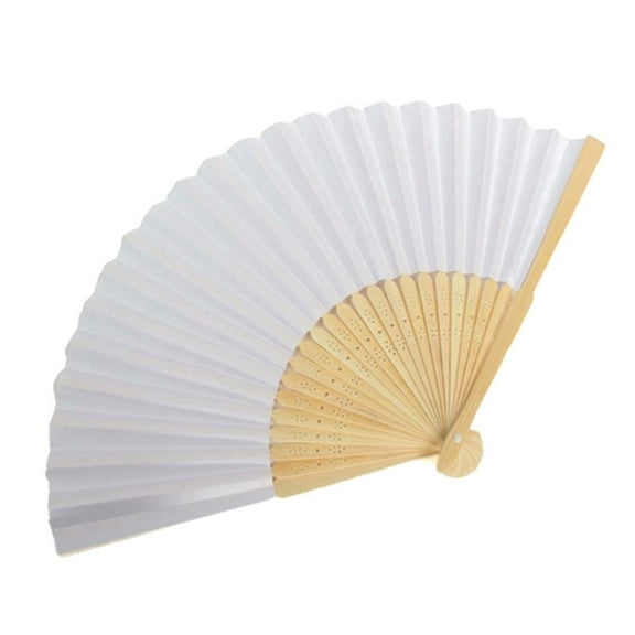 Yucurem Blank White Diy Paper Bamboo Folding Fan For Hand Practice Calligraphy Drawing Home Decorations