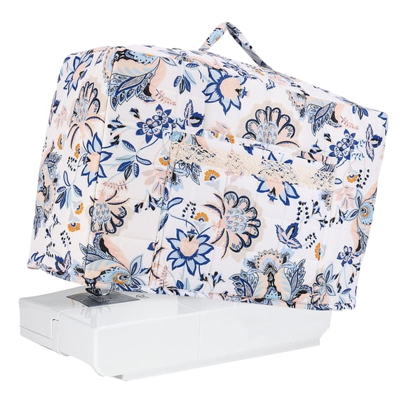 Yucurem Boho Floral Sewing Machine Dust Cover, Vintage Floral Protective Cover with Pockets for Most Standard Sewing Machines and Accessories