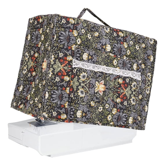 Yucurem Boho Floral Sewing Machine Dust Cover, Vintage Floral Protective Cover with Pockets for Most Standard Sewing Machines and Accessories