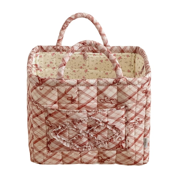 Yucurem Boho Quilted Fabric Storage Baskets for Organizing, Foldable Floral Laundry Hamper for Toys, Books, Towels, and Clothes, 12.2"x10.24"x10.63"