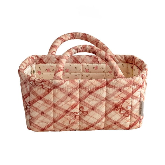 Yucurem Boho Quilted Fabric Storage Baskets for Organizing, Foldable Floral Laundry Hamper for Toys, Books, Towels, and Clothes, 8.86"x5.12"x4.72"
