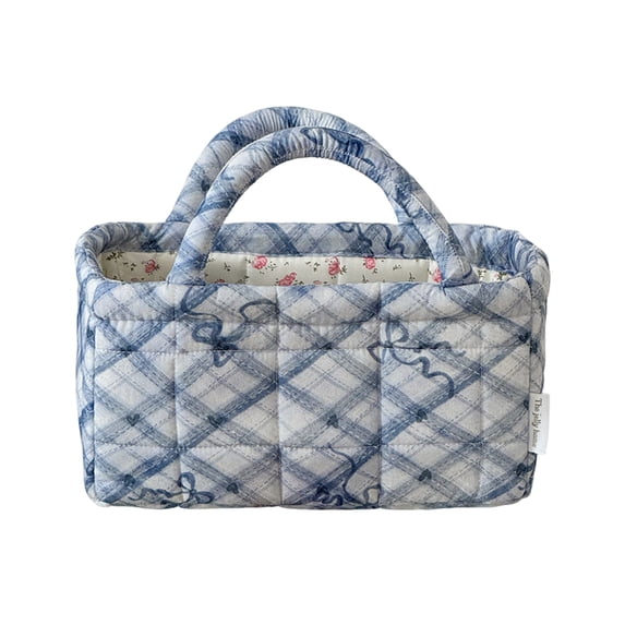 Yucurem Boho Quilted Fabric Storage Baskets for Organizing, Foldable Floral Laundry Hamper for Toys, Books, Towels, and Clothes, 8.86"x5.12"x4.72"