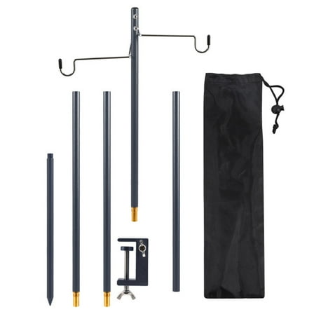 Yucurem Camping Lantern Stand Portable Folding Lamp Stand for Camping Fishing Outdoor Tools (Black)