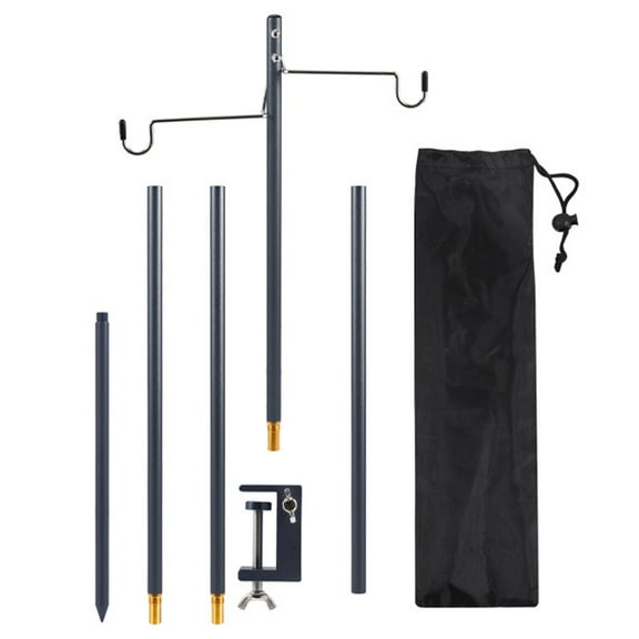 Yucurem Camping Lantern Stand Portable Folding Lamp Stand for Camping Fishing Outdoor Tools (Black)