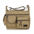 thumbnail image 1 of Yucurem Canvas Men Messenger Bag Large Casual Student Travel Shoulder Bags (Khaki), 1 of 10