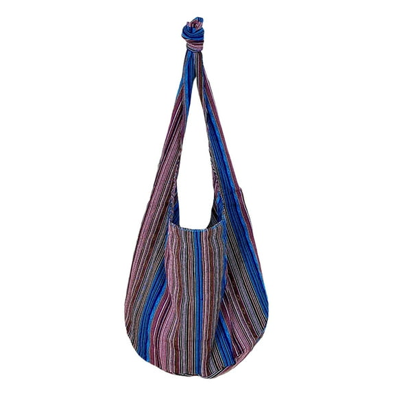 Yucurem Canvas Striped Fashion Crossbody Bag Women Boho Handbag Hippie Bag (Blue) Fashion shoulder bag (A)