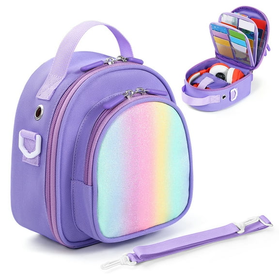 Yucurem Carrying Case Compatible with Yoto Mini (2024 Edition), 30 Cards Storage Bag with Handle and Shoulder Strap for Player Cards and Accessories, Bag Only (Purple）