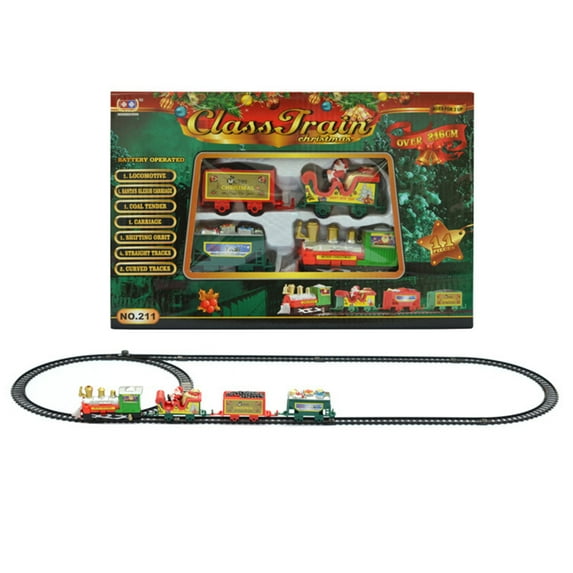 Yucurem Cartoon Christmas Train Track Toy Battery-Powered Christmas Gifts for Boys Girls (A)