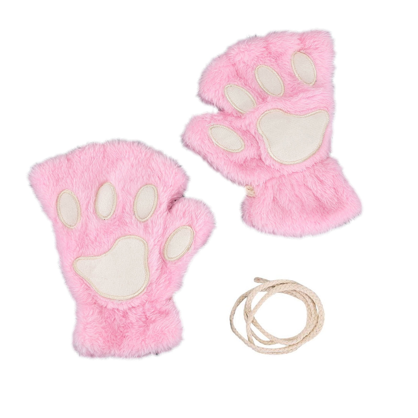 Yucurem Cat Paw Gloves Durable Plush Cat Paw Fingerless Faux