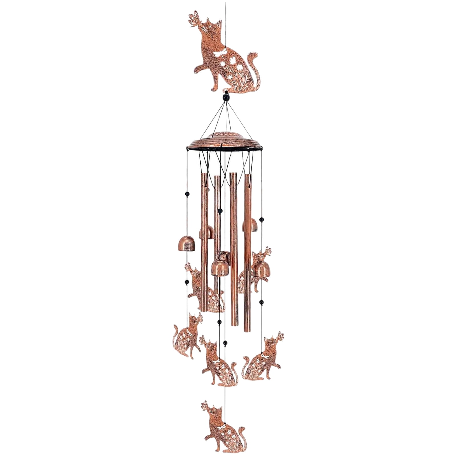 Yucurem Cat Wind Chime for Outside, Handmade Metal Garden Wind Chimes, Melodic Weatherproof Wind Bell for Patio Porch Decor