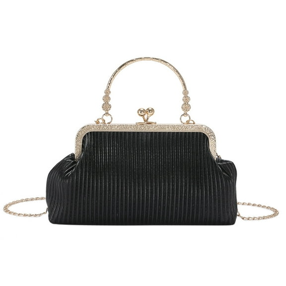 Yucurem Chain Evening Bag Elegant Fashion Shoulder Bag Casual For Cocktail Party (Black) Fashion shoulder bag (Black)