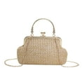 thumbnail image 1 of Yucurem Chain Women Evening Bag Weaving Ladies Clutch Purse for Wedding Party (Khaki), 1 of 10