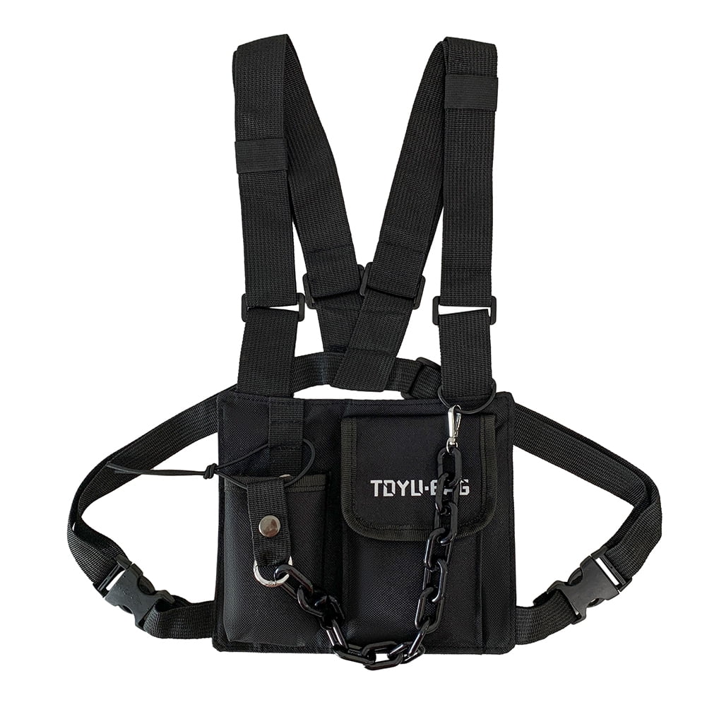Yucurem Chest Rig Bag Fashion Hip Hop Adjustable Women Men Vest Waist Pack Black