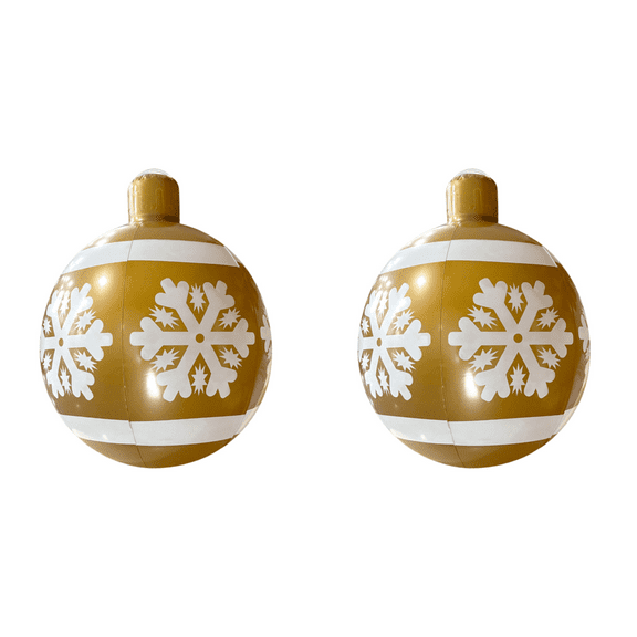 Yucurem Christmas Inflatable Ball Decor, Christmas Shinny Decoration, 24inch Large Xmas Ball Ornament for Party (2pcs)