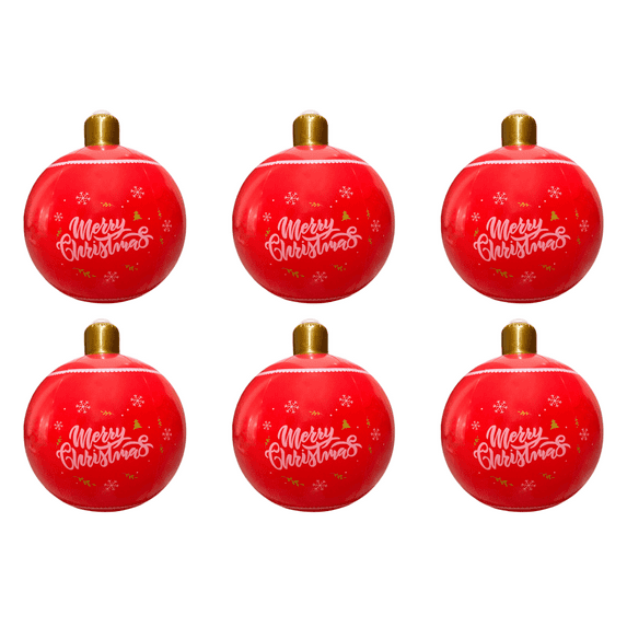 Yucurem Christmas Inflatable Ball Decor, Christmas Shinny Decoration, 24inch Large Xmas Ball Ornament for Party (6pcs)