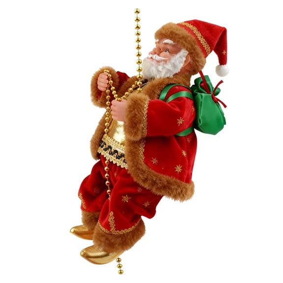 Yucurem Christmas Santa Claus Musical Climbing Rope, Funny Plush Electric Santa Claus Climbing Rope Figure for Tree, Window, Wall, Home Decor (Red)
