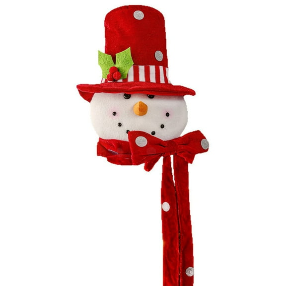 Yucurem Christmas Tree Topper Snowman, Plush Snowman Treetop Hugger with Red Top Hat & Scarf for Xmas Winter Winter Party Supplies