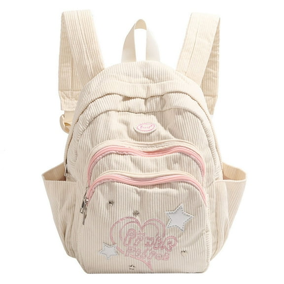 Yucurem Corduroy Backpack Daily Rucksack Cute Stylish Knapsack Multi-pocket for Vacation Daily Casual Backpack