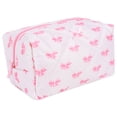 thumbnail image 1 of Yucurem Cute Bow Pattern Makeup Bag Cotton Quilted Cosmetic Bag For Women (Pink) Portable cosmetic bag (Pink), 1 of 10
