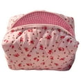 thumbnail image 1 of Yucurem Cute Floral Makeup Bag Large Quilted Cosmetic Bag Toiletry Bag For Women (Pink) Portable cosmetic bag (Pink), 1 of 5