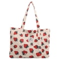 thumbnail image 1 of Yucurem Cute Strawberry Print Shoulder Bag Large Capacity Shopping Bag For Women (White) Tote bag (F), 1 of 10