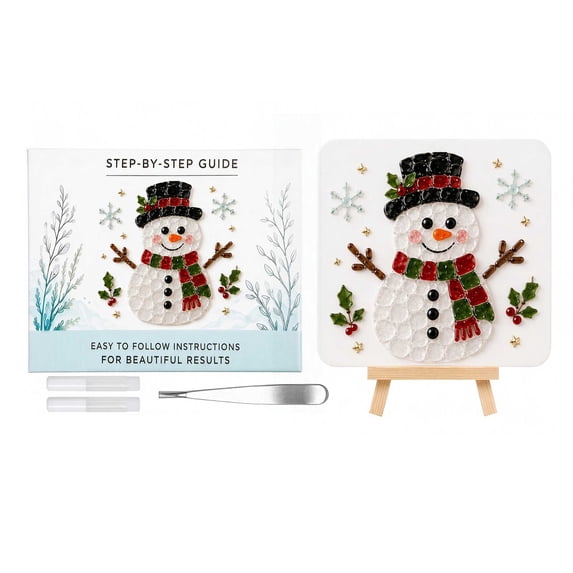 Yucurem DIY Sea Glass Art Kit, Muti-Theme Sea Glass Craft for Adults, DIY Craft for Beginner (Snowman)