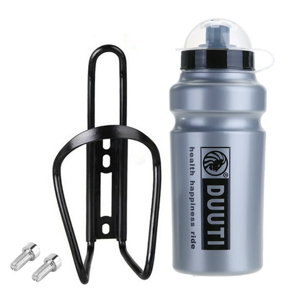 Yucurem DUUTI 500ml MTB Road Bike Water Bottle + Cup Holder Cage Rack Mount (Grey)