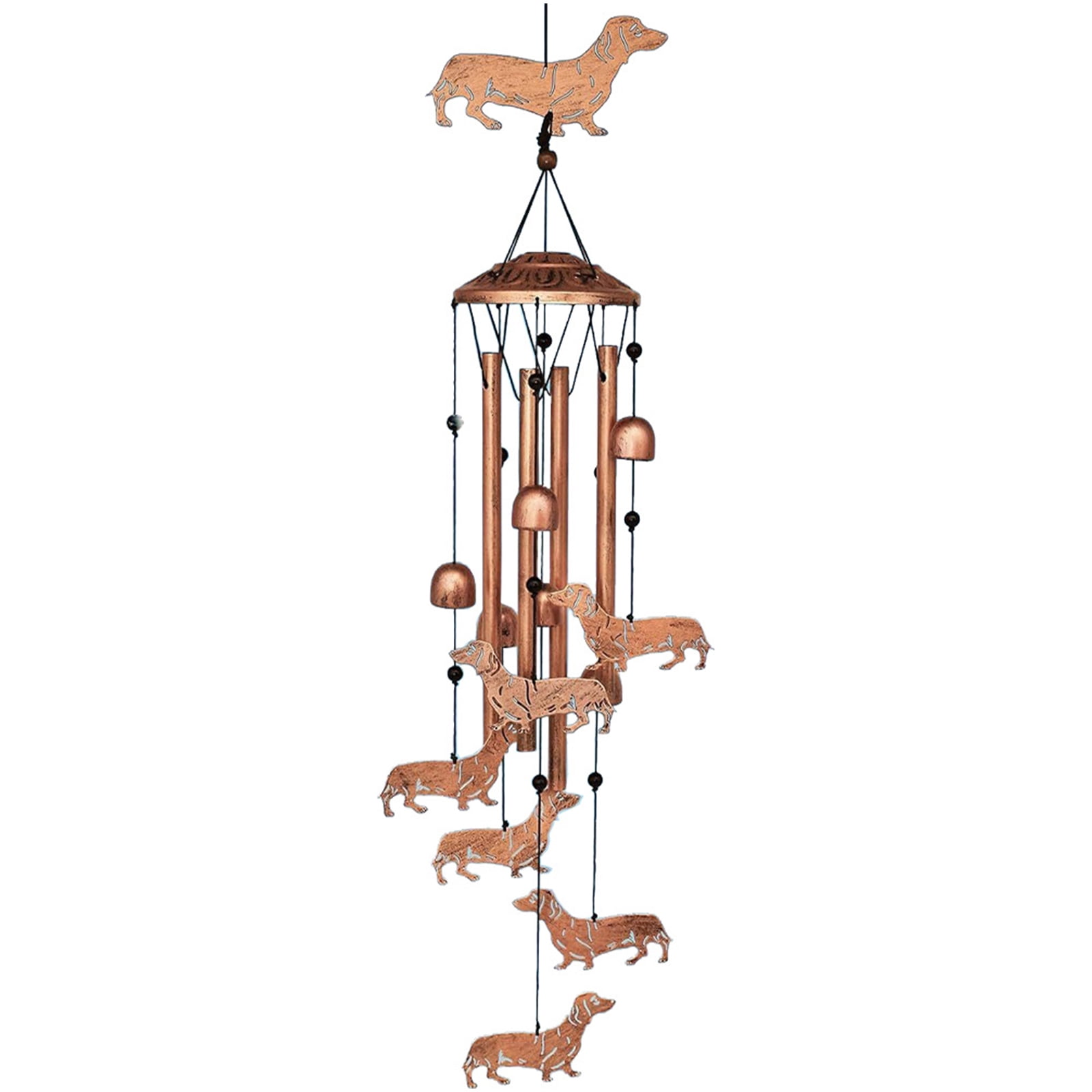Yucurem Dachshund Wind Chime for Outside, Handmade Metal Garden Wind Chimes, Melodic Weatherproof Wind Bell for Patio Porch Decor