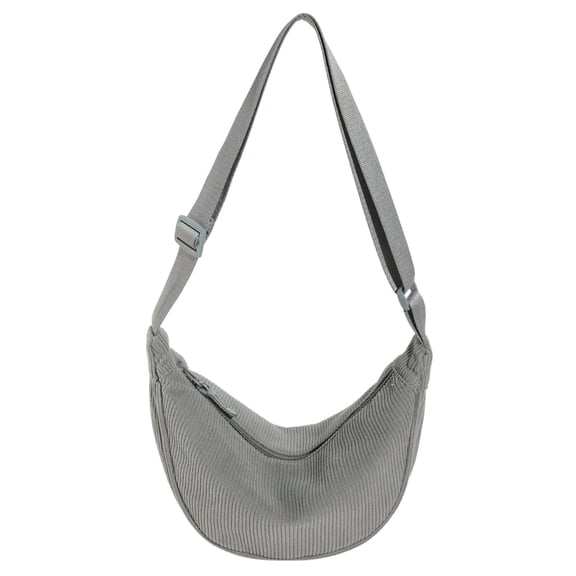 Yucurem Dumpling Bag Crossbody Bag Adjustable Strap Corduroy Shopping Bag (Grey) Fashion shoulder bag (Grey)