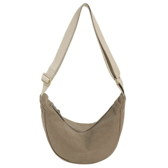 Yucurem Dumpling Bag Crossbody Bag Adjustable Strap Corduroy Shopping Bag (Khaki) Fashion shoulder bag (Khaki)
