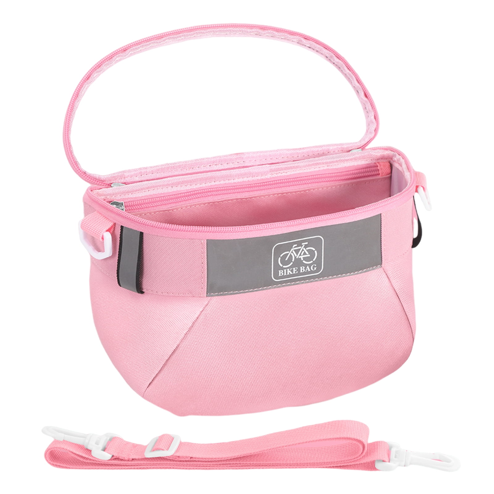 Yucurem Durable Kids Bike Basket, Waterproof Bicycle Front Basket Handlebar Bag with Reflective Safety Straps, Fabric Bicycle Basket for Boys & Girls (Pink)