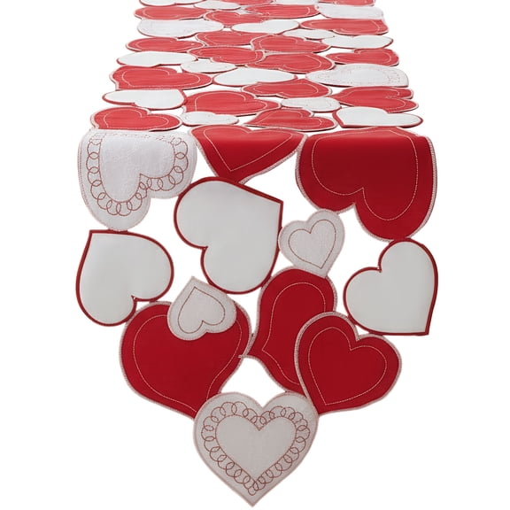Yucurem Embroidered Valentines Day Table Runner, 70" Sweet Red Love Heart Pattern Table Runners, Romantic Tablecloth Placemats for Mother's Day Valentines Wedding Anniversary