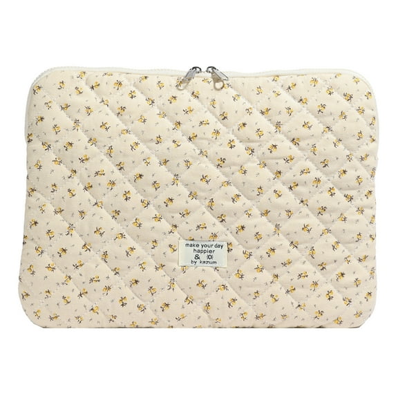 Yucurem Floral Laptop Sleeve Quilted Laptop Case For 13 Inch Laptop Tablet (yellow) Multi-function computer bag (K)