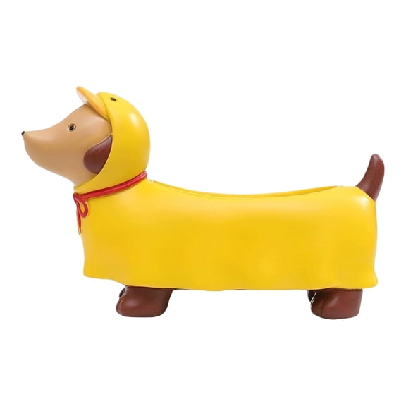 Yucurem Funny Dachshund Dog Succulent Planter Pot for Dog Lovers, Weather-Resistant Adorable Dachshund Planter for Houseplants Succulents, Home Office Garden Decor (Yellow)