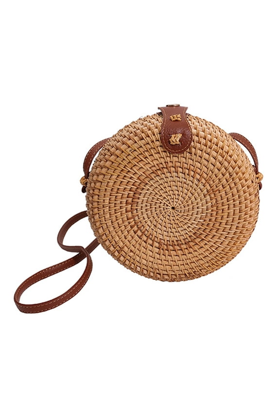 Handwoven Crossbody Bag Adjustable Women Handbags for Daily Leisure (Round)