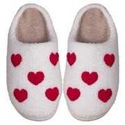 SHANGSHAN Yucurem Heart Shape Flat Thermal Slippers Anti Slip Cartoon for Men Women (36-37 )