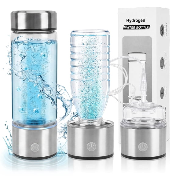 Yucurem Hydrogen Water Bottle, 16 oz Portable Rechargeable Hydrogen Water Generator with Inhalation Tube, SPE & PEM Technology, 3500 PPB in 3 Minutes