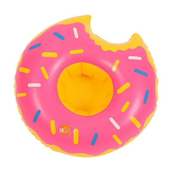 Yucurem Inflatable Cup Holder Donut Shape, Floating Coaster for Summer, Cartoon Donuts Cup Cushion for Holiday Birthday Party (Pink)
