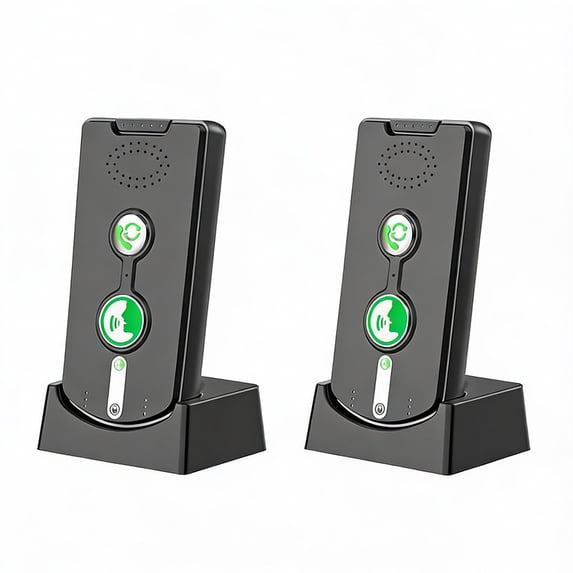Yucurem Intercoms Wireless for Elderly, Portable Room to Room Long Range Intercom System with Charging Base, Two Way Intercom for Home Office - 2 Pack (Black)