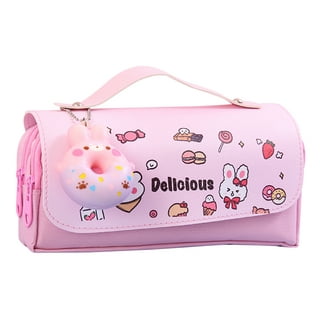  SUNEE Cute Pencil Case, Aesthetic Pen Pouch with 3  Compartments, Kawaii Colored Large Pencil Bag with Zipper, Stationery  Storage and Organizer, Pink School Supplies for Teen and Adult Girls : Arts