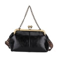 thumbnail image 1 of Yucurem Vintage PU Leather Clutch Purses for Women,  Kiss Lock Purses and Handbags, Top Handle Evening Handbag (Black), 1 of 10