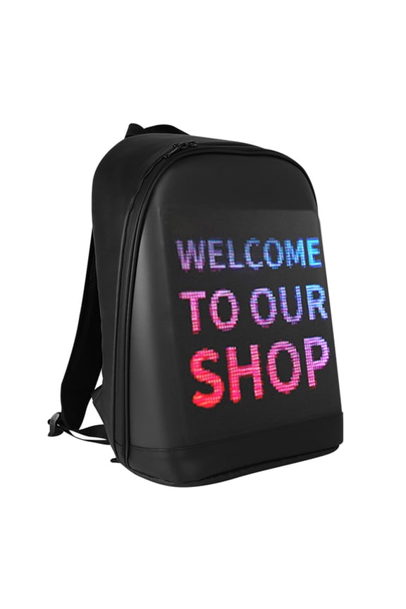 LED Display Screen  Light Walking Billboard Backpack Laptop Bag (Black)