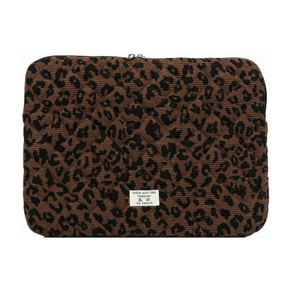 Yucurem Laptop Sleeve Bag, Portable Leopard Print Tablet Protective Cases Polyester Computer Cover Document Carrying for Office Homework (Coffee 11")
