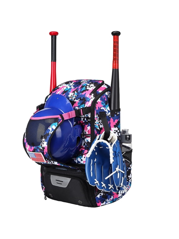 Large Capacity Baseball Backpack with Shoe Compartment for Youth Adults, Lightweight Baseball Bag with Fence Hook for T-Ball Gear, Helmet, Glove (43L)