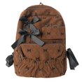 thumbnail image 1 of Yucurem Large Capacity Corduroy Backpack with Bow, Lightweight 15.75 inch Laptop Bag for Women, Aesthetic Daypack for College Travel (Brown), 1 of 7